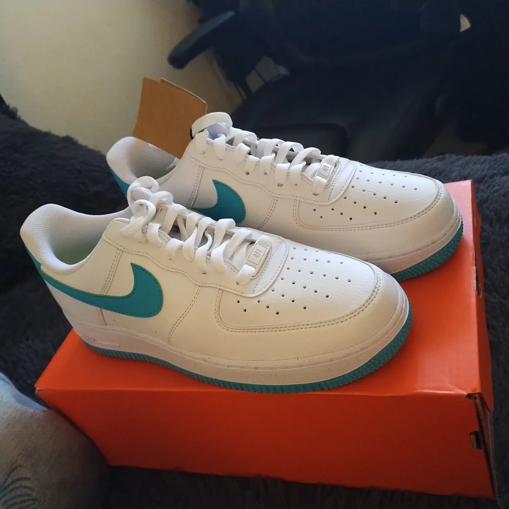 White and Teal Sneakers - Picture 3 of 8